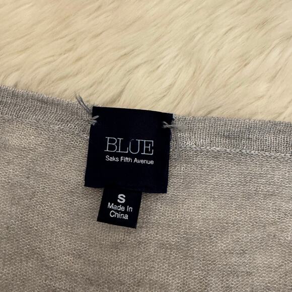 Blue Saks Fifth Avenue Drape Front Sheer Shawl Sweater Small - Picture 4 of 8